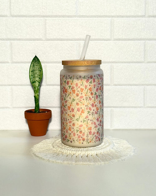 Mattes Trinkglas 550ml "Blumenwiese"