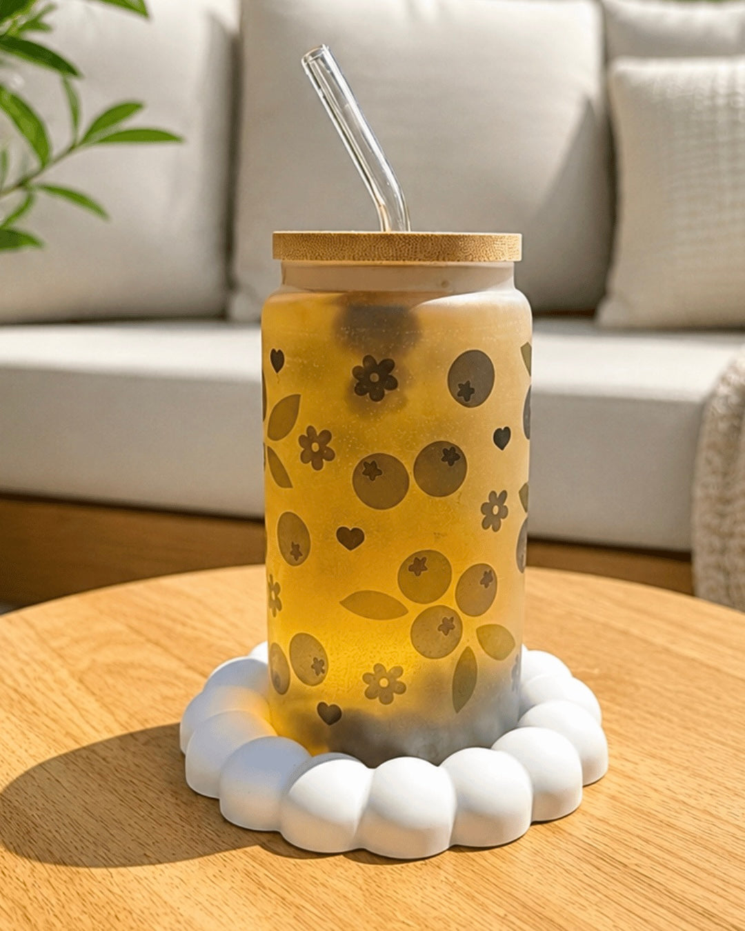 Mattes Trinkglas  "Heidelbeeren" 550 ml