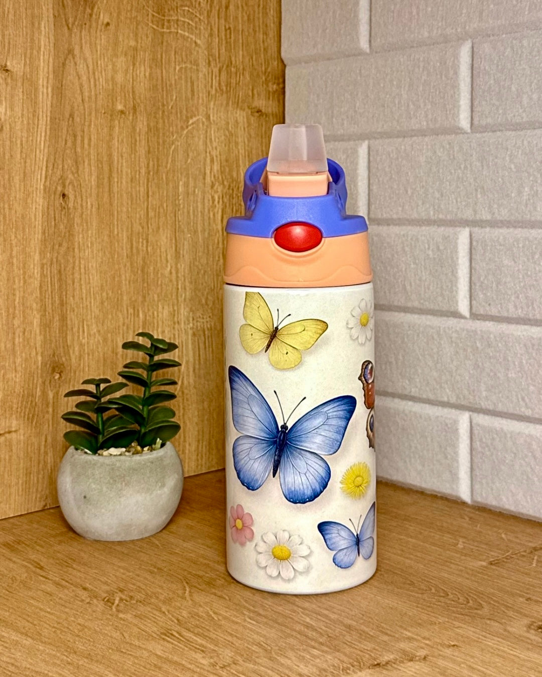Edelstahl-Kindertrinkflasche "Schmetterlinge & Blumen" 360 ml