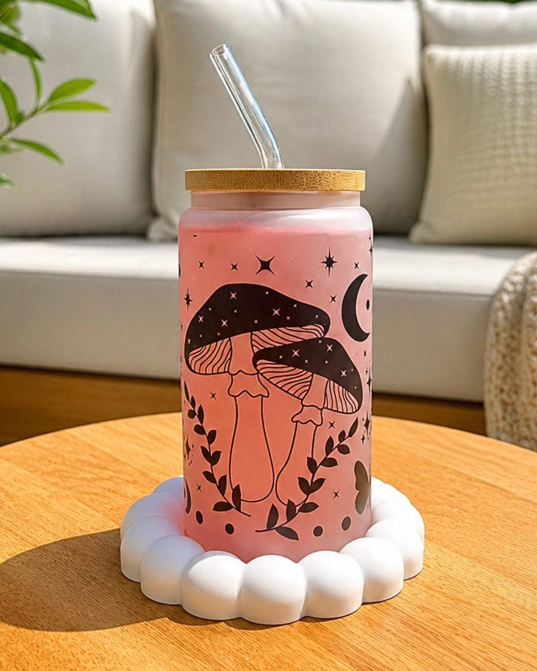 Mattes Trinkglas "Nachtschattenpilz" 550 ml