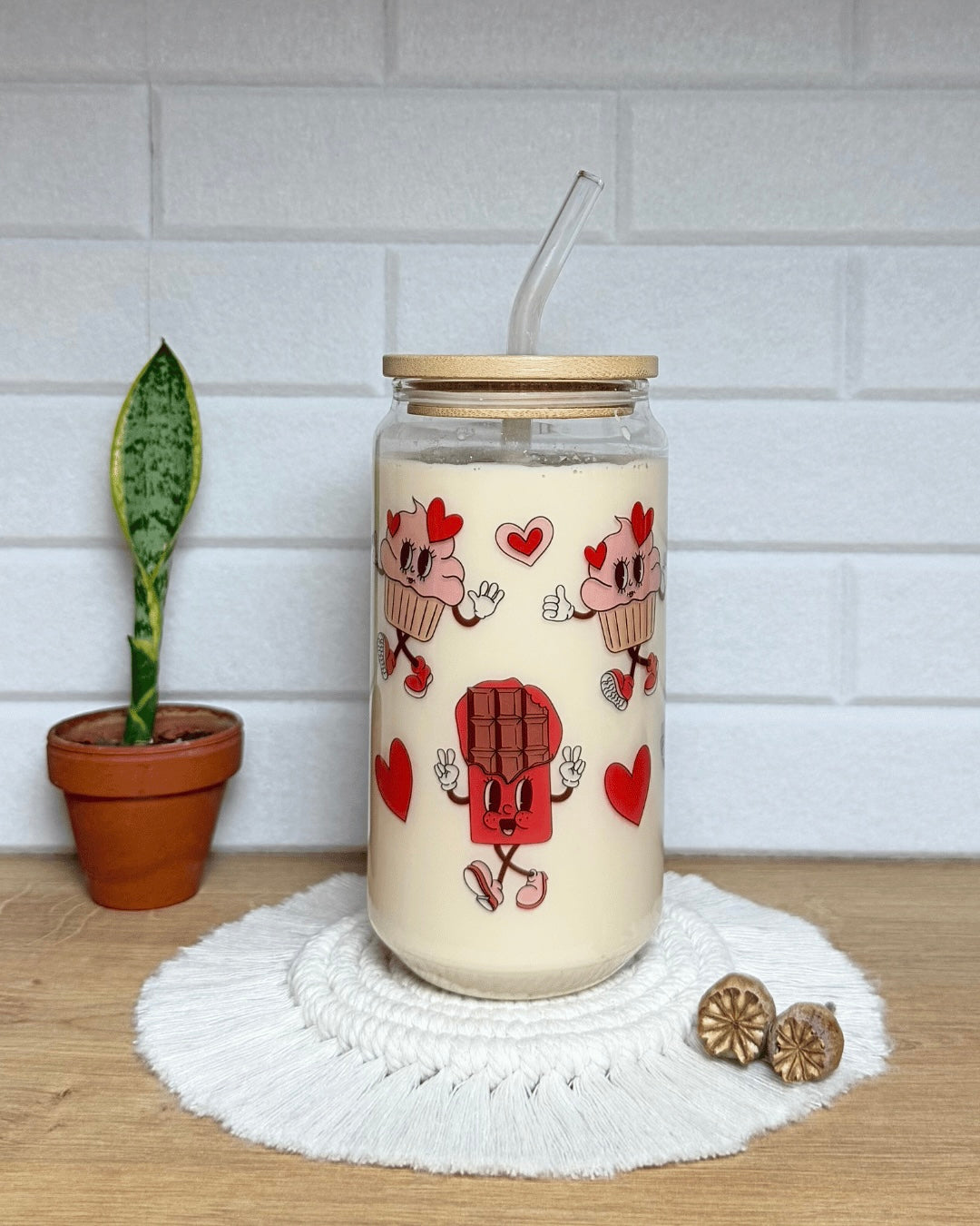 Klares Trinkglas "Love to bite" 550ml