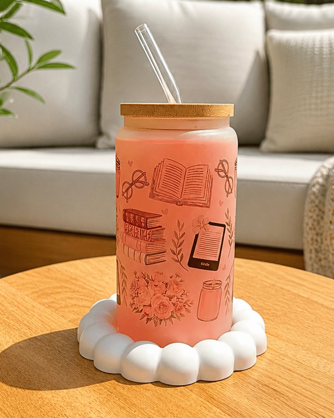 Mattes Trinkglas "Kerzenlicht und Lesemagie" 550 ml