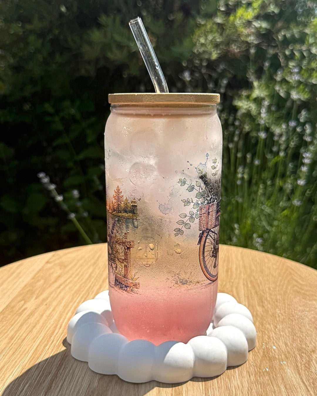 Klares Trinkglas "Fahrradrunde" 550 ml