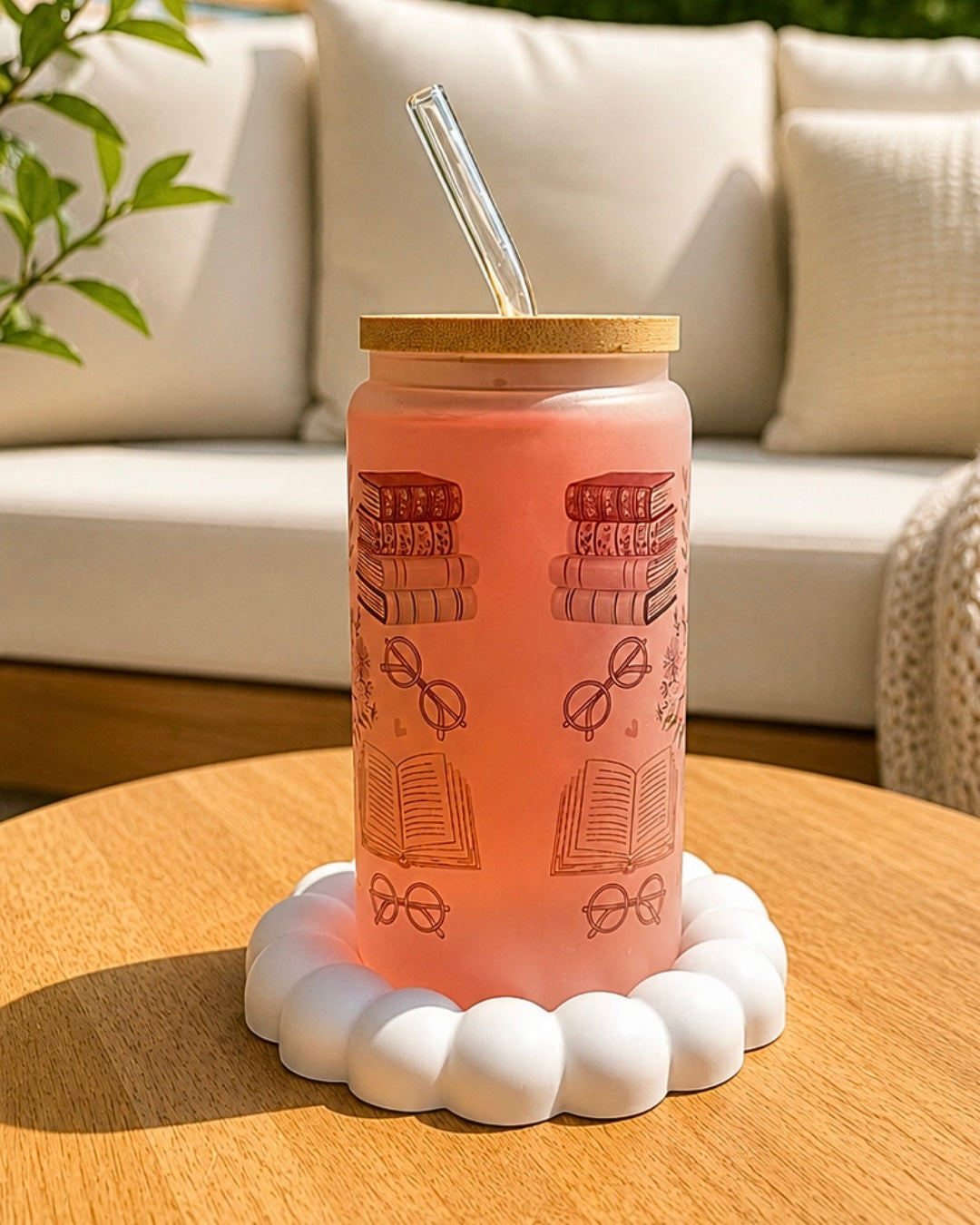 Mattes Trinkglas "Kerzenlicht und Lesemagie" 550 ml
