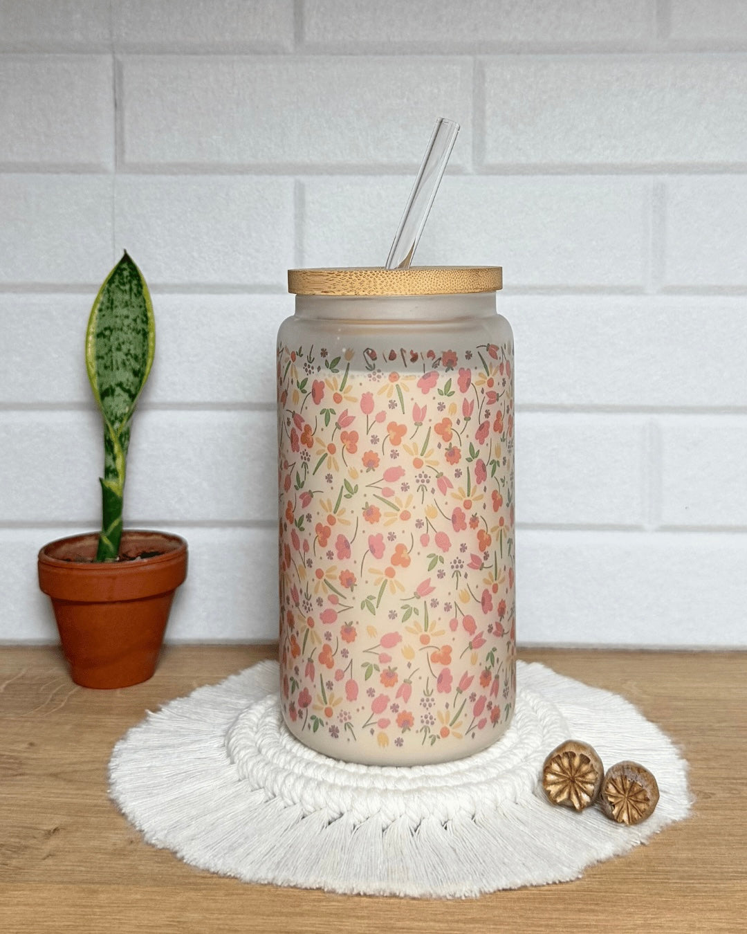 Mattes Trinkglas 550ml "Blumenwiese"