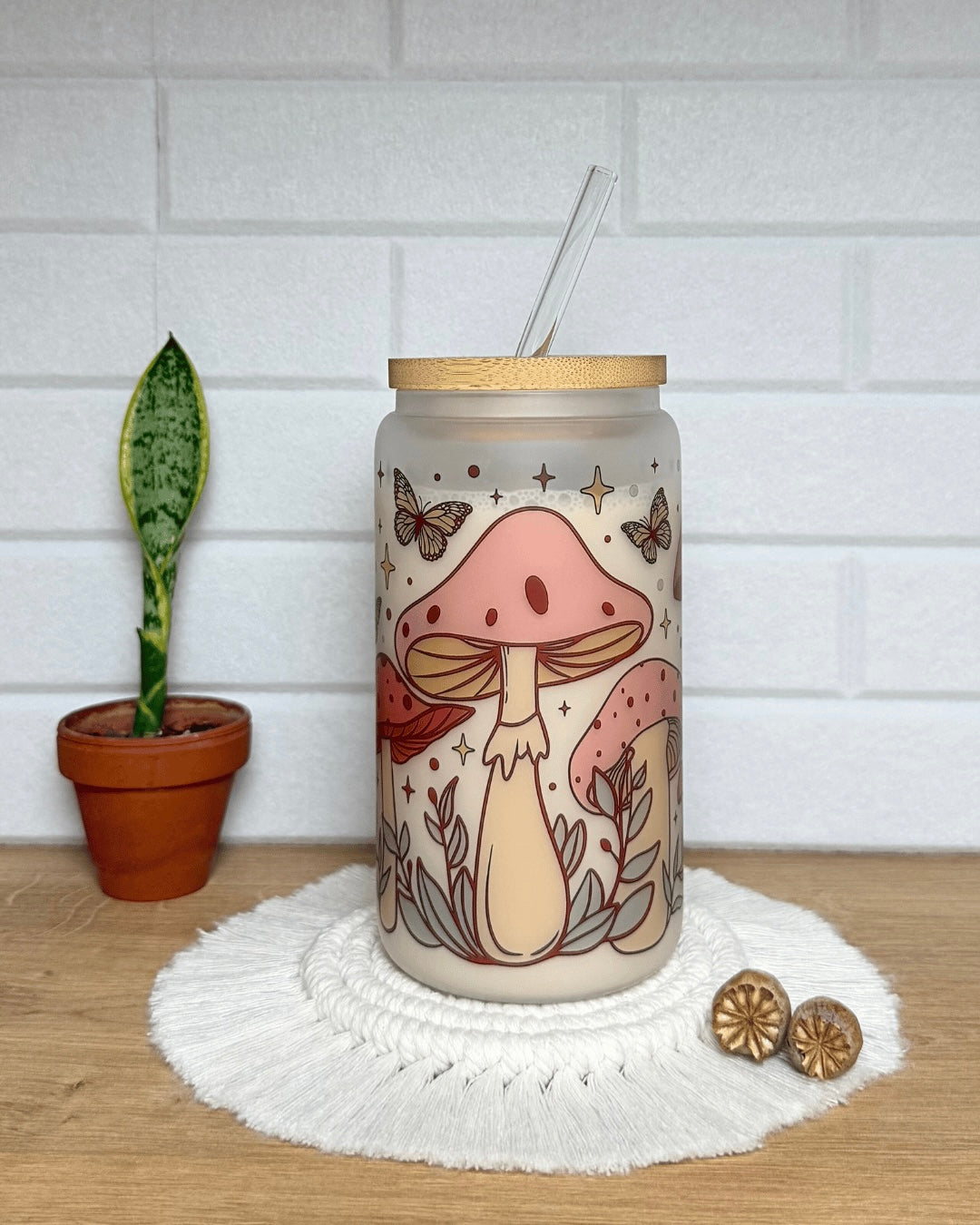 Mattes Trinkglas 550ml "Pilzmagie"