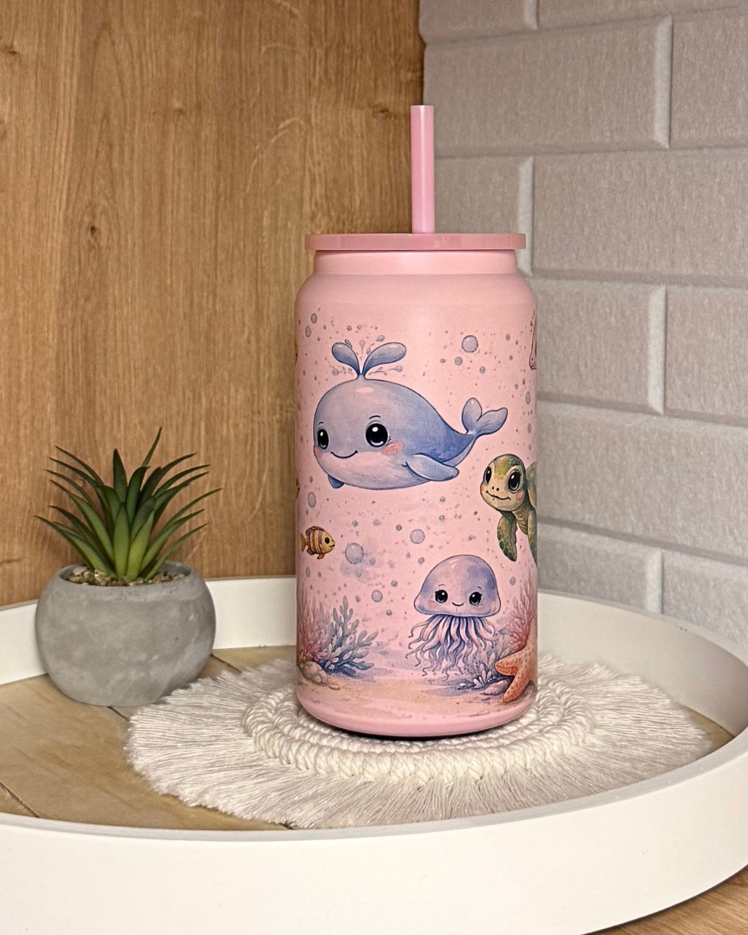 Edelstahl-Trinkbecher "Unterwasserwelt" mit Henkel 500 ml