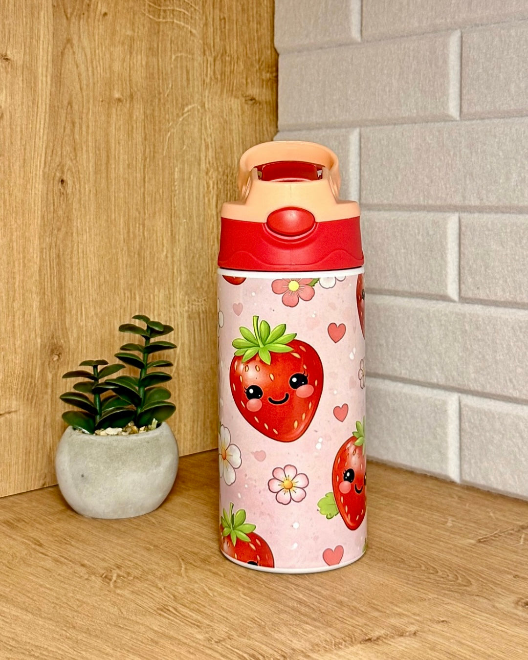 Edelstahl-Kindertrinkflasche "Süße Erdbeeren" 360 ml