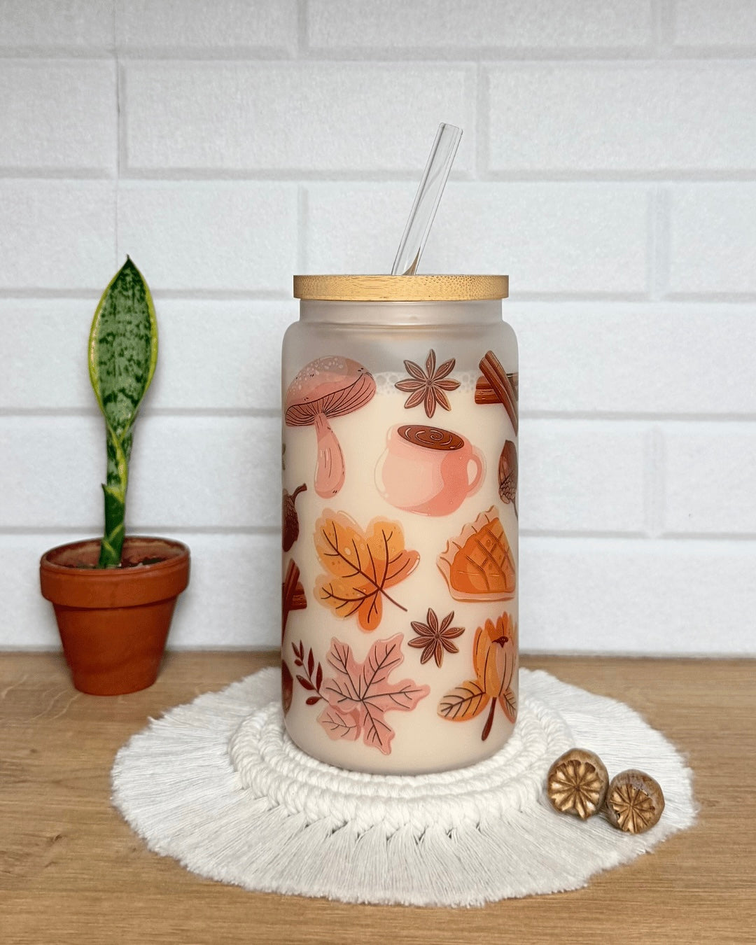 Mattes Trinkglas 550ml "Herbstzeit"