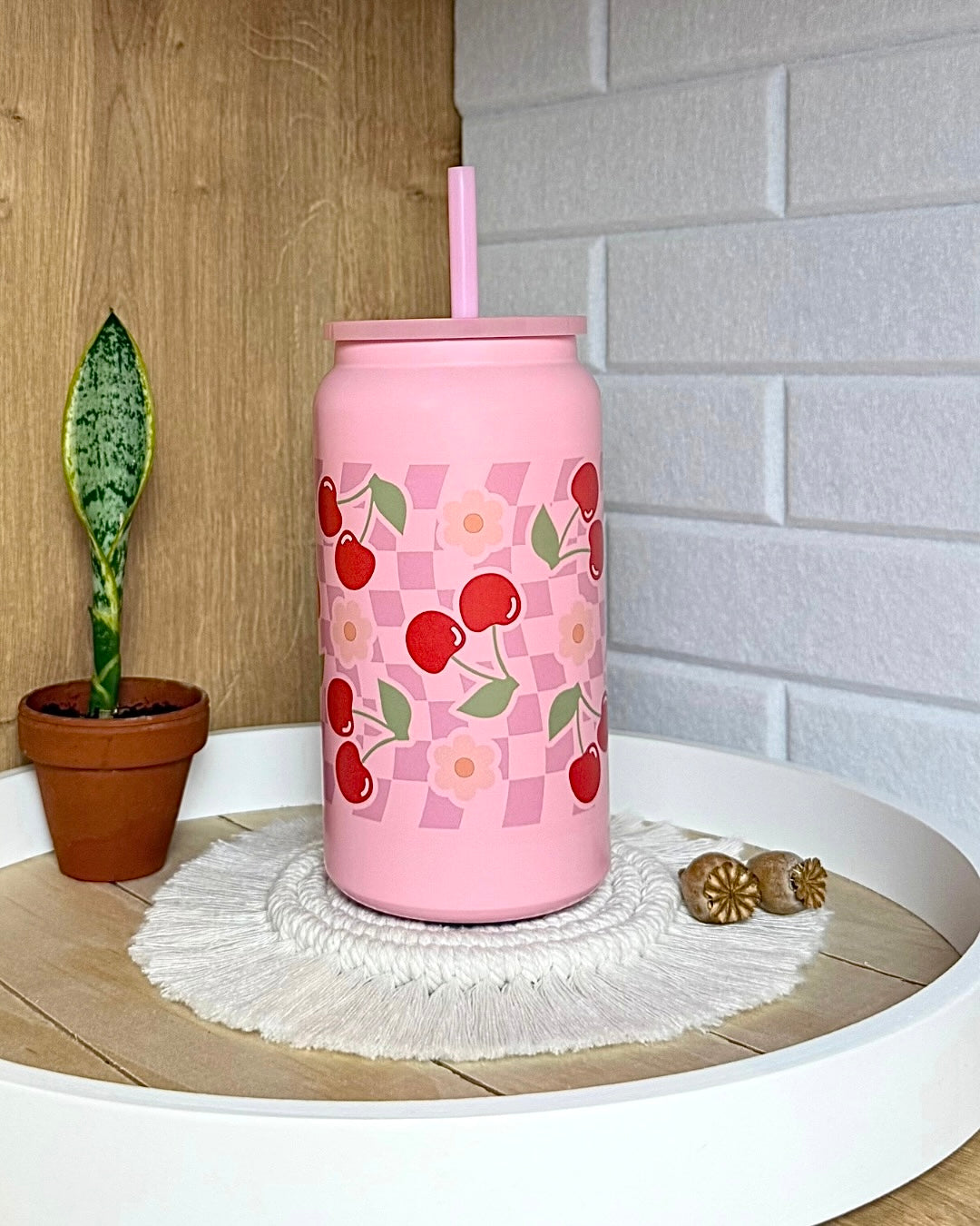 Edelstahl-Trinkbecher "Kirschen" mit Henkel 500ml