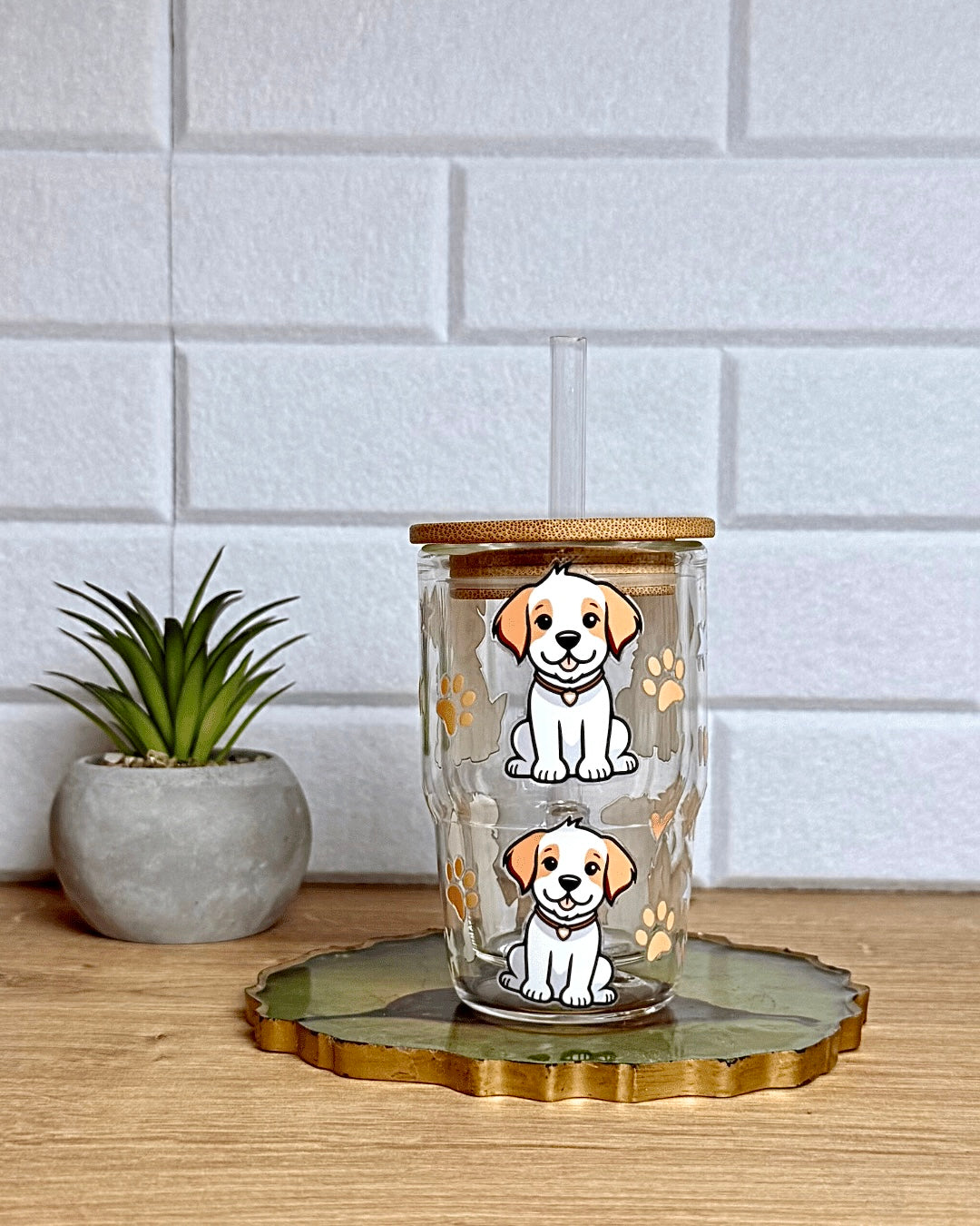 Schneekugel Mini-Glitzertrinkglas "Hundefreude" 130 ml