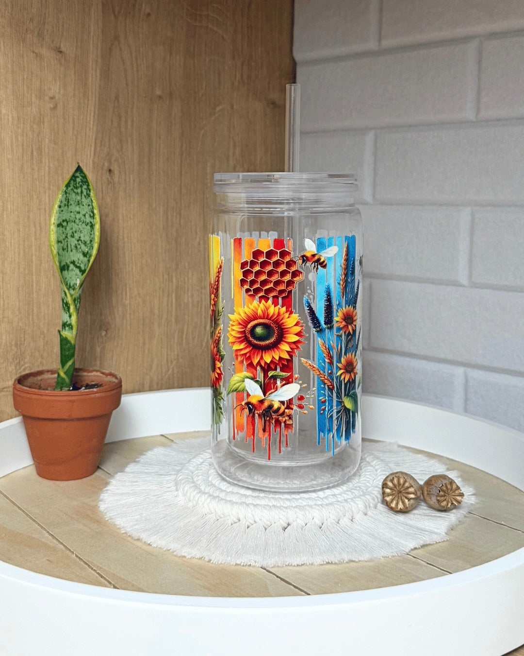 Lavabecher 470ml "Bienen Pinselstrich"