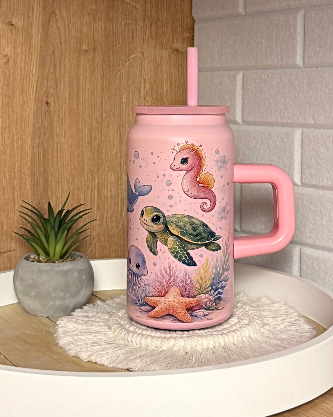 Edelstahl-Trinkbecher "Unterwasserwelt" mit Henkel 500 ml