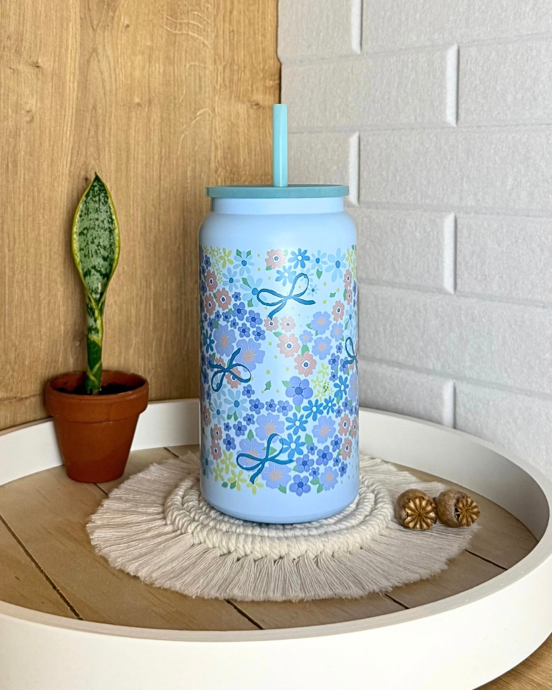 Edelstahl-Trinkbecher "Flower Power" mit Henkel 500ml