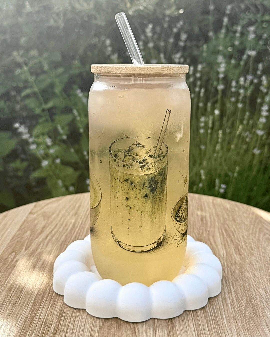 Klares Trinkglas "Matcha Moments" 550 ml
