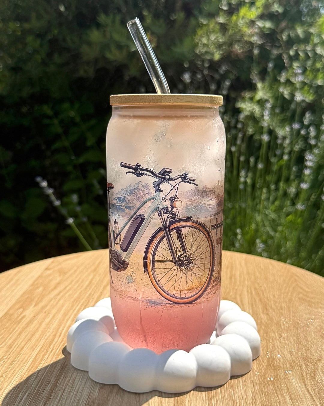 Klares Trinkglas "Fahrradrunde" 550 ml