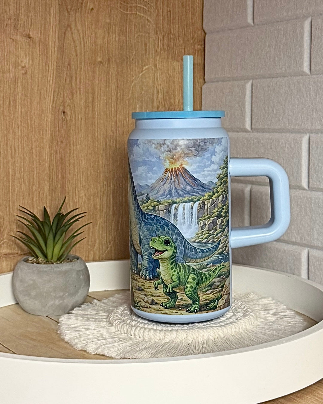Edelstahl-Trinkbecher "Abenteuer im Dinotal" mit Henkel 500 ml