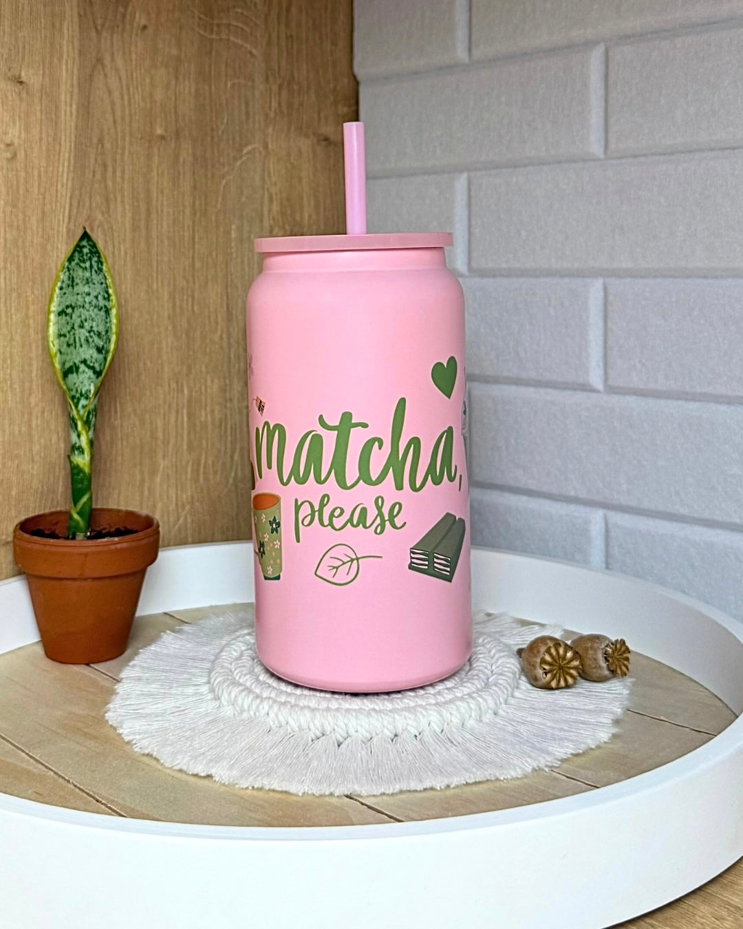 Edelstahl-Trinkbecher "Matcha, please!" mit Henkel 500ml