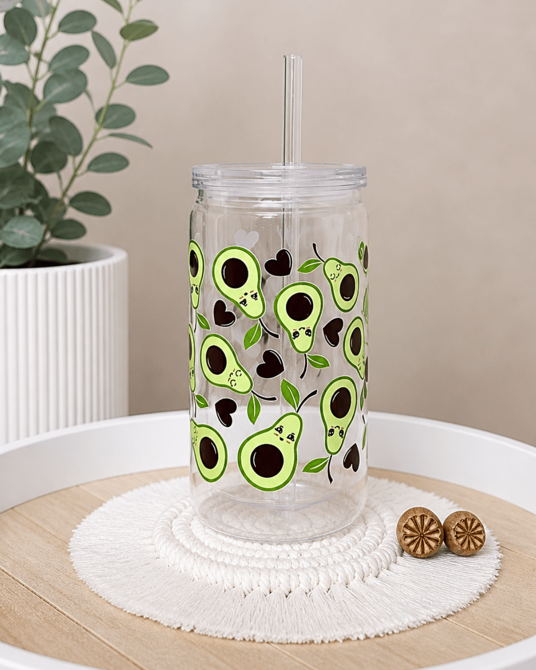 Schneekugel-Glitzertrinkbecher "Avocado" 470 ml