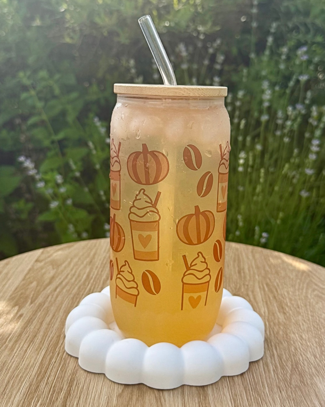 Klares Trinkglas "Kürbis Latte Macchiato" 550 ml