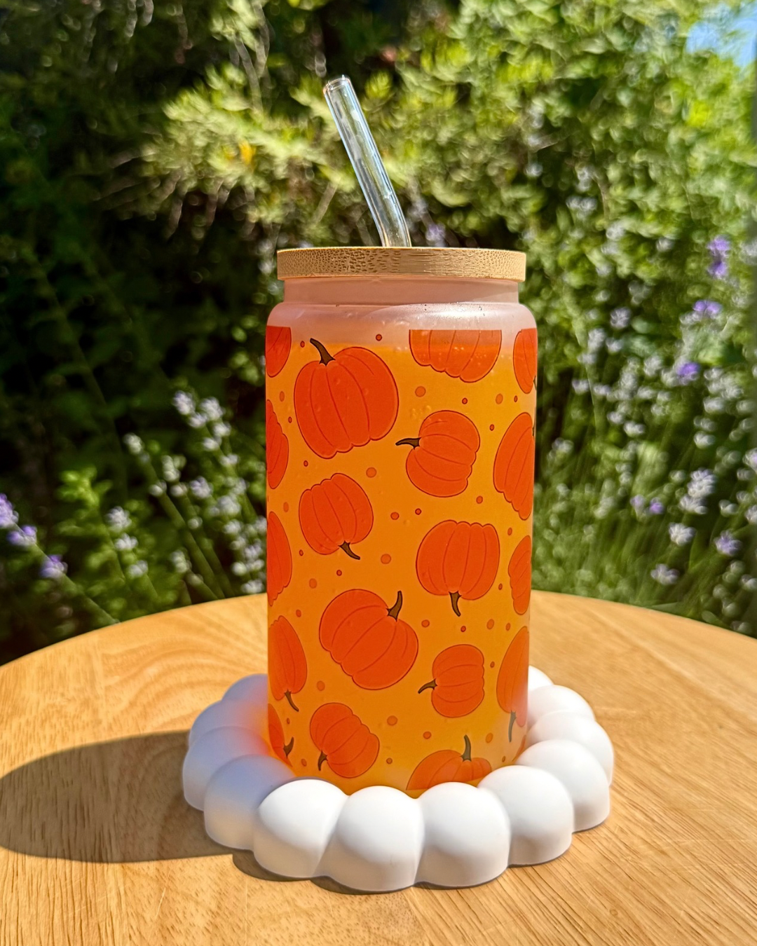 Mattes Trinkglas "Orange Kürbisparty" 550 ml