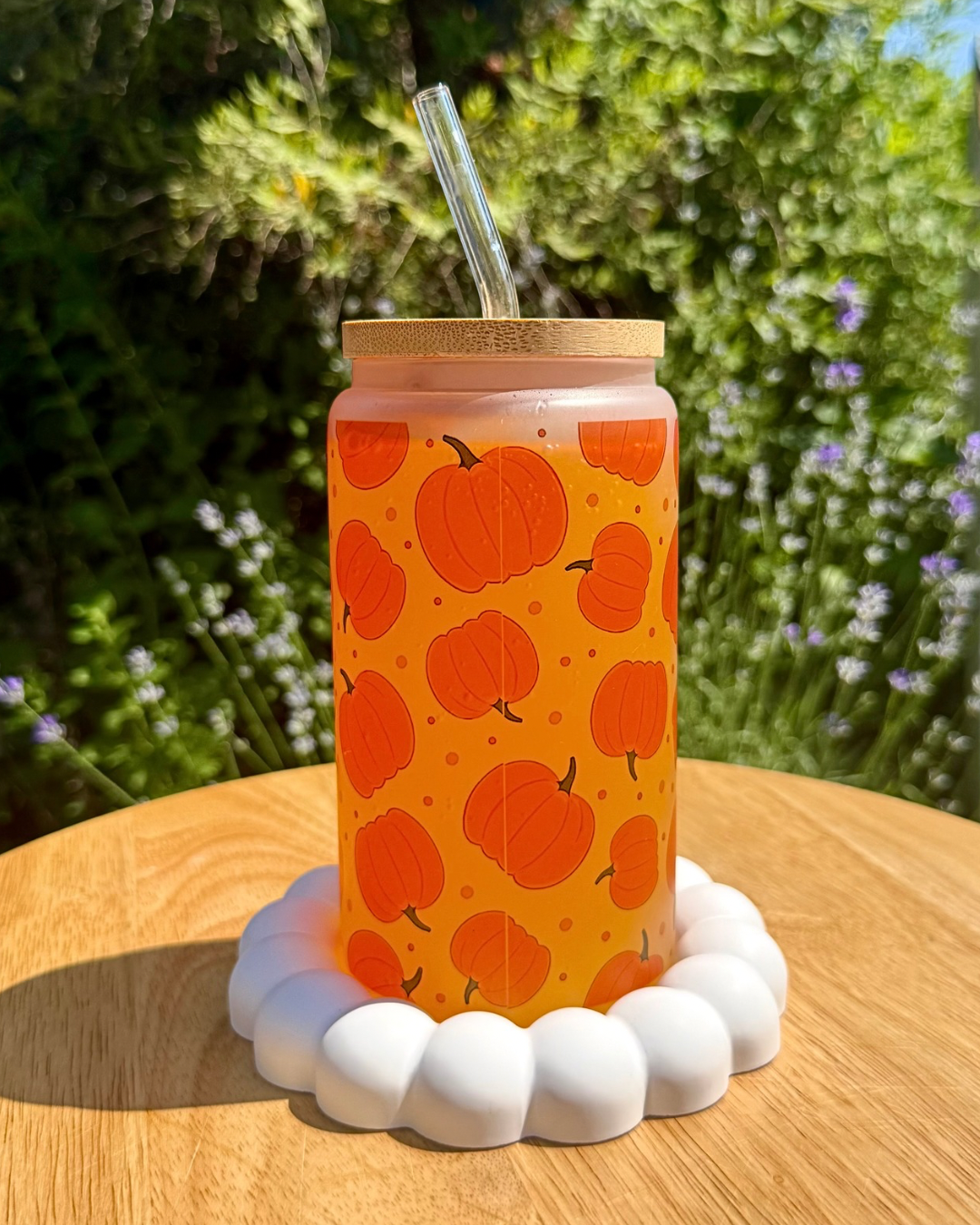 Mattes Trinkglas "Orange Kürbisparty" 550 ml