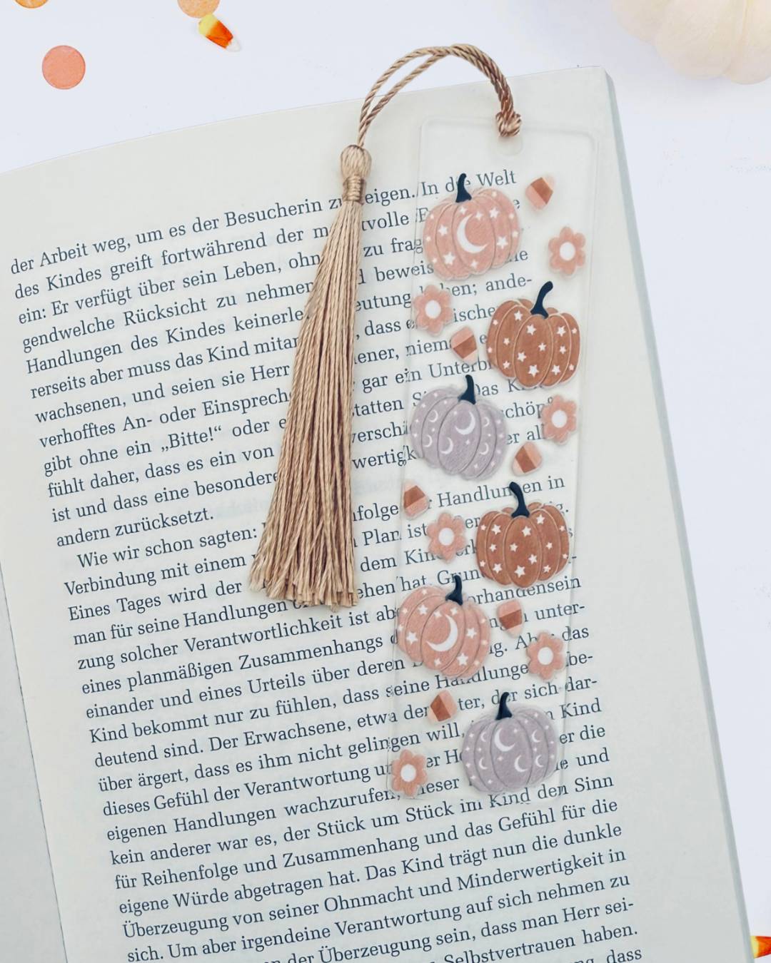 Lesezeichen "Kürbisse" - Handgemachtes Geschenk für Bücherfreunde