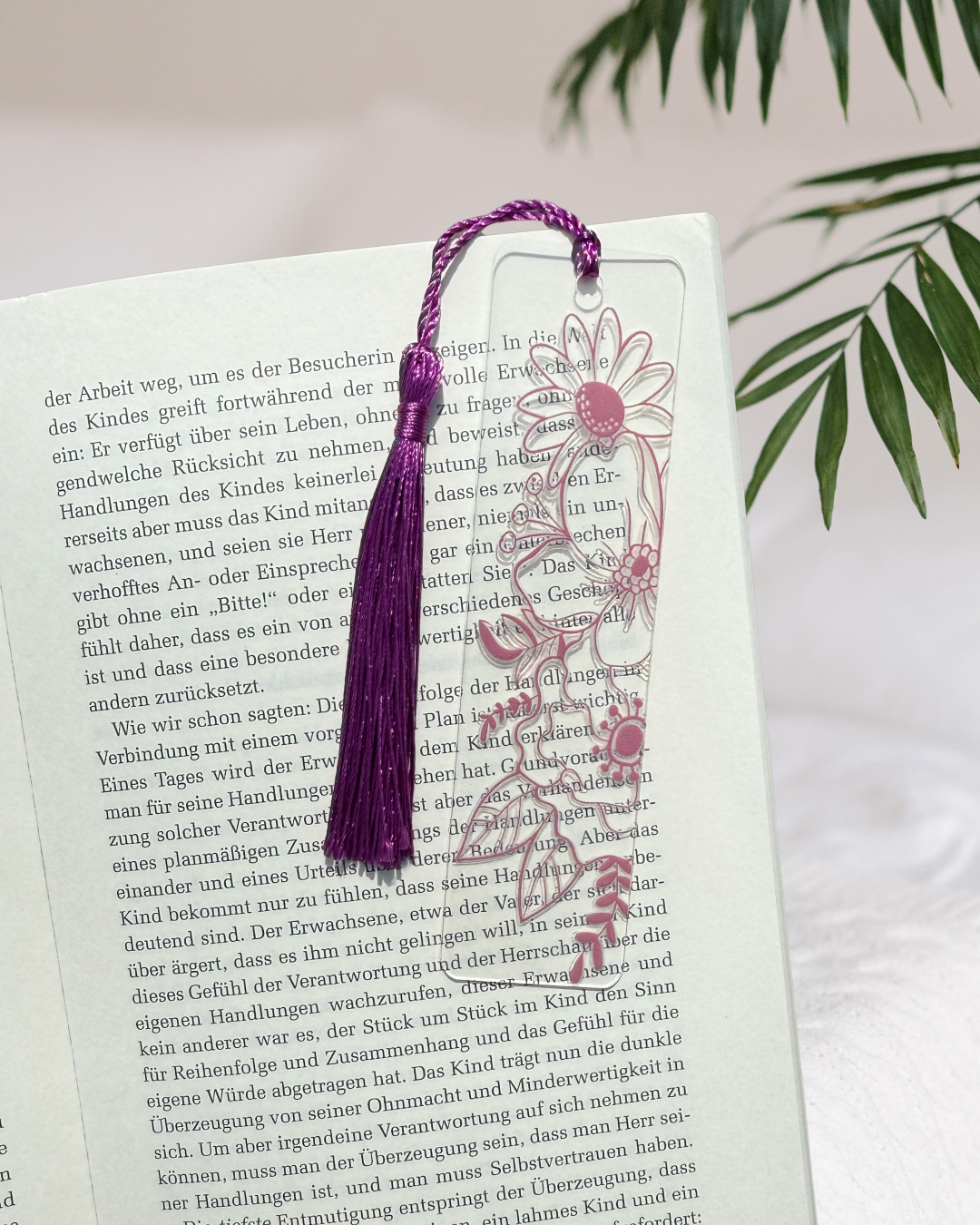 Lesezeichen "Lila Blüten" - Handgemachtes Geschenk für Bücherfreunde