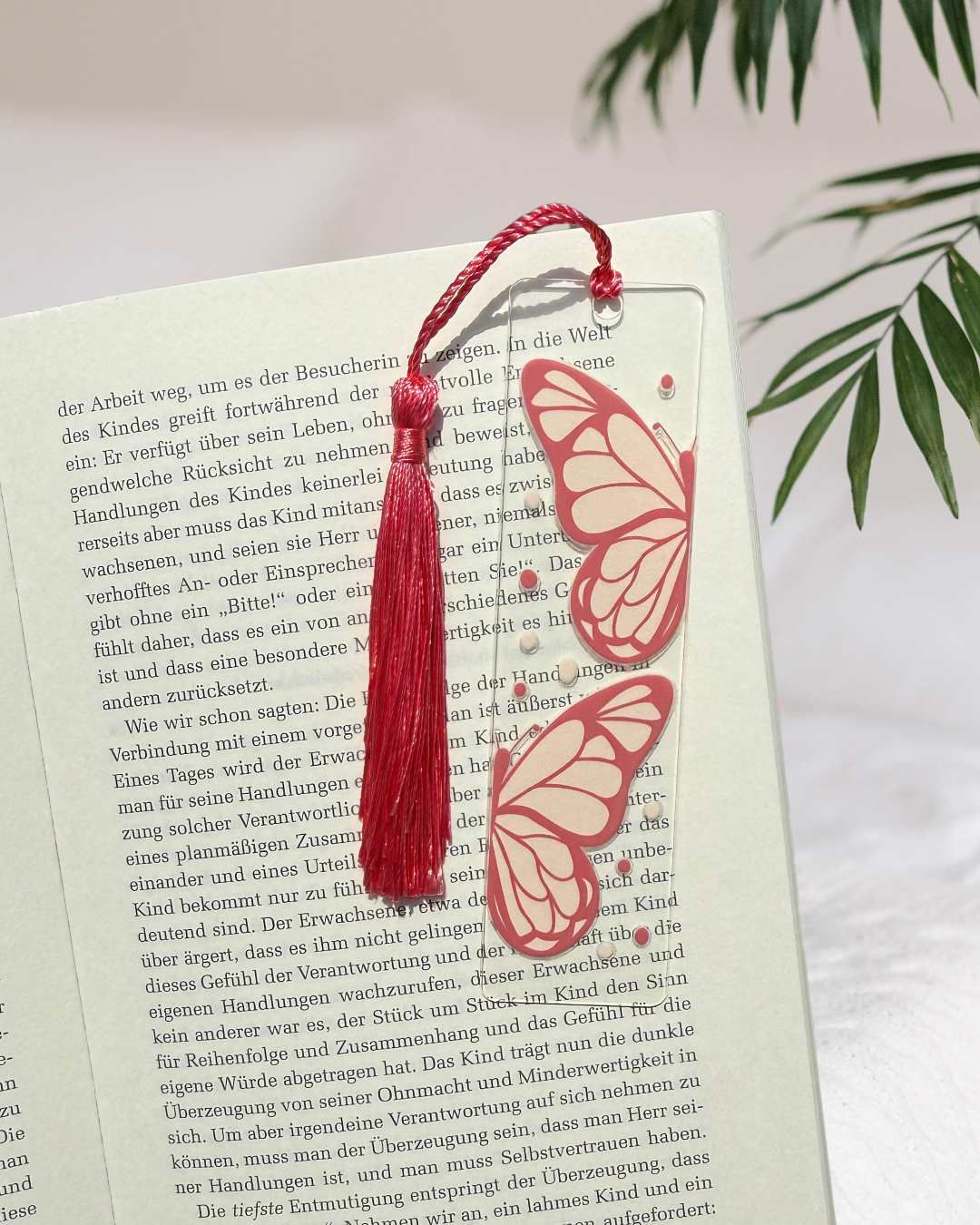 Lesezeichen "Pinke Schmetterlinge" - Handgemachtes Geschenk für Bücherfreunde