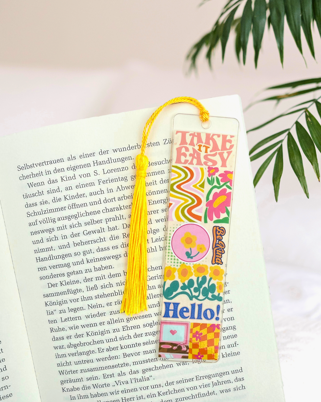 Lesezeichen "Take it easy" - Handgemachtes Geschenk für Bücherfreunde