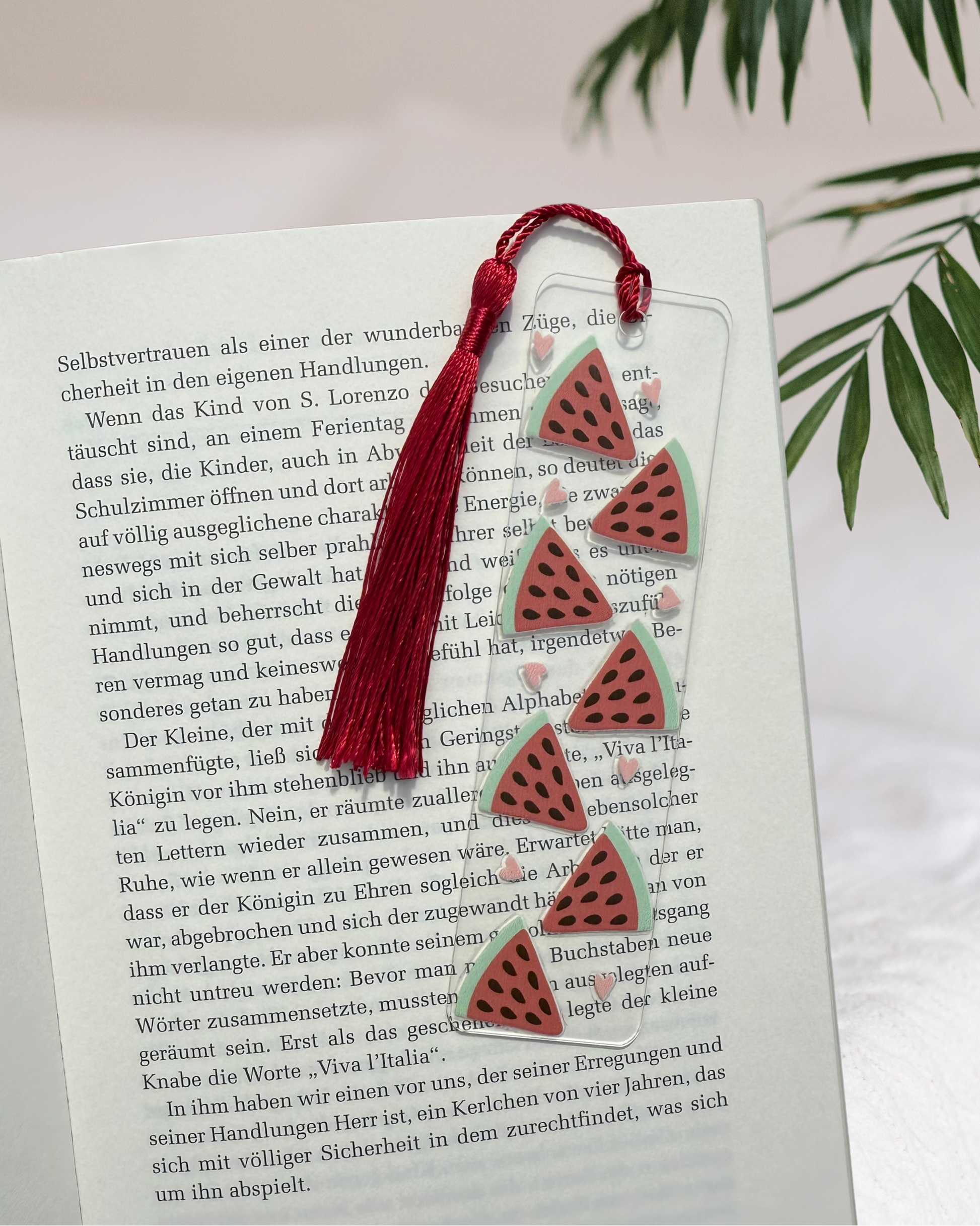 Lesezeichen "Wassermelonen" - Handgemachtes Geschenk für Bücherfreunde