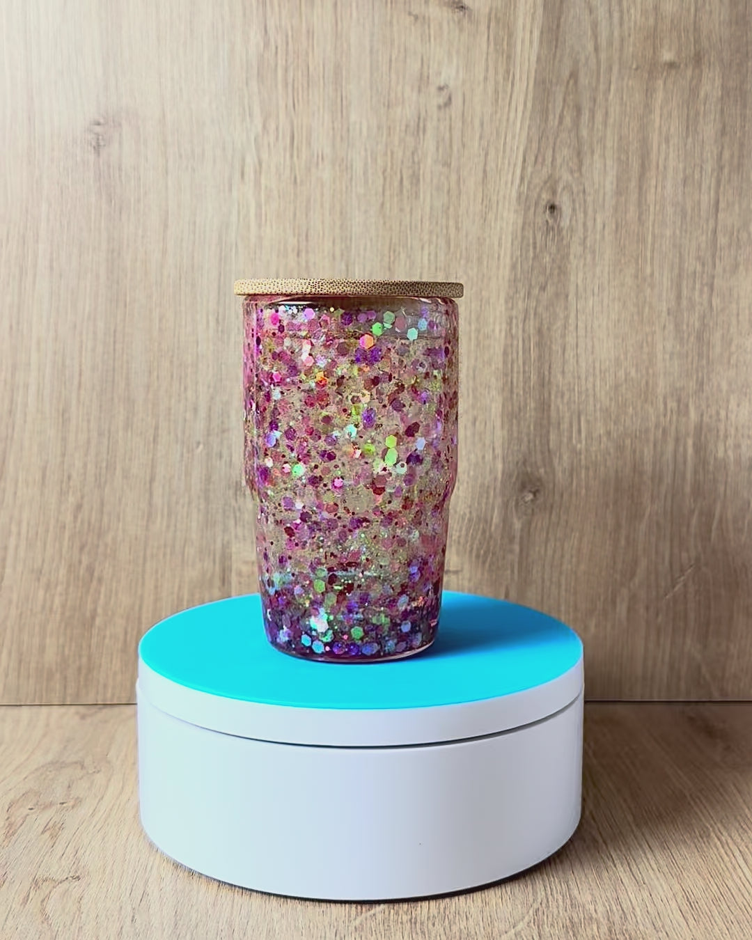 Schneekugel Mini-Glitzertrinkglas  "Herbst-Eichhörnchen" 130 ml